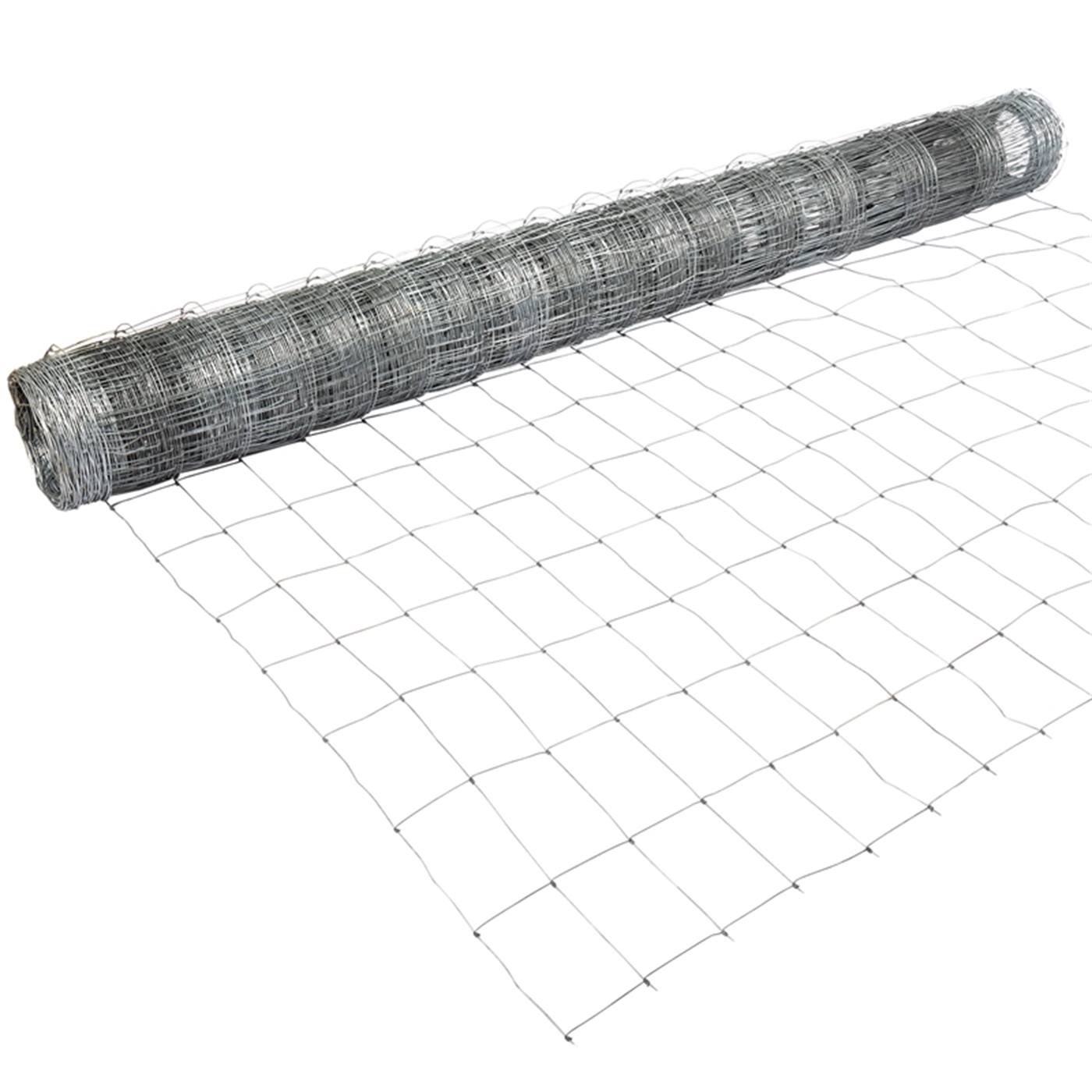 Ett delvis utrullat 50m VOSS.farming Classic spelstängsel visas mot en vit bakgrund.