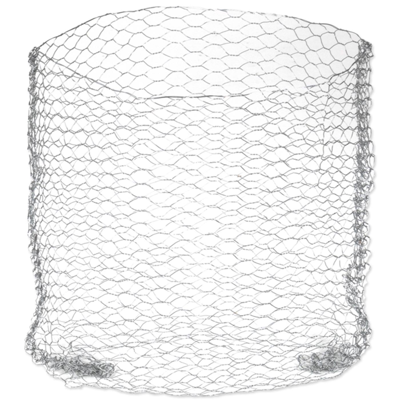 VOSS.farming sorkskorg är en cylinder av galvaniserat trådnät med sexkantiga hål, öppen på båda sidor (Ø 60 cm), utformad som en skyddande korg mot rotskador. Avbildad upprätt mot en vit bakgrund.