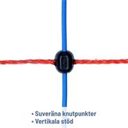 Fårstängsel TitanNet Premium 50 m x 90 cm, 14 stolpar dubbelspets, styva lodräta trådar, blå-orange,