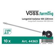 Lång ringisolator 10st-pack, MX 220mm, M6, distansisolator, VOSS.farming