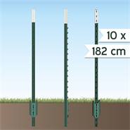 Stålstolpe "T-stolpe", metallstolpe T-profil, 182 cm (142 cm ovan mark), 10 st., VOSS.farming