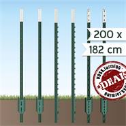 VOSS.farming Set: 200x T-stolpe 182 cm, 200x Toppisolator, 200x Bandisolator, Stolpdrivare