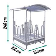 Foderhäck "BASIC" 8 ätplatser, fyrkantig foderhäck med bogstöd och tak, höhäck, VOSS.farming