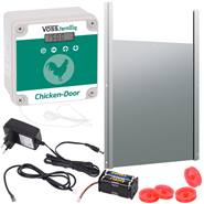 Lucköppnare Chicken-Door + hönslucka, 300 x 400 mm + solceller, batteri, VOSS.farming