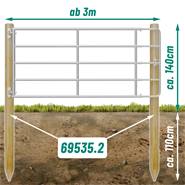 Grindstolpar i trä, träpålar 250 cm x 140 mm, till grind, 2 st.-pack, VOSS.farming