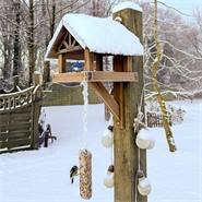 Fågelbord "Mora", fågelhus för väggmontering, hög kvalitet, brun, VOSS.garden