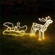 LED-figur Ren med släde 120 cm, juldekoration, ljusfigur, julbelysning utomhus, VOSS.garden