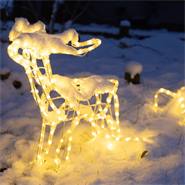 LED-figur Ren med släde 120 cm, juldekoration, ljusfigur, julbelysning utomhus, VOSS.garden