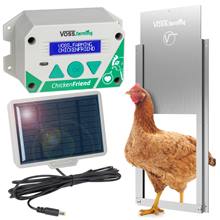 Lucköppnare "ChickenFriend" + hönslucka 220 x 330 mm + solcellsbatteri, VOSS.farming