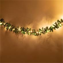 Julgirlang med belysning, grangirlang, timer-funktion, 5 m, varmvitt ljus