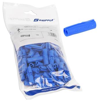 Gripple "Twister Blue" 100 st-pack, plasthylsa till trådändar, Ø 2,00-3,25 mm