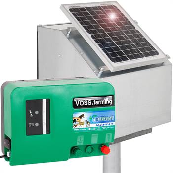Solcellspaket: 12W Solcell + Elaggregat "Green Energy" 12V + Skyddslåda + Tillbehör, VOSS.farming