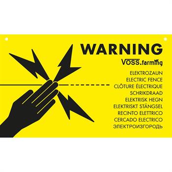 Internationell varningsskylt " Warning ELSTÄNGSEL/ELECTRIC FENCE",  VOSS.farming