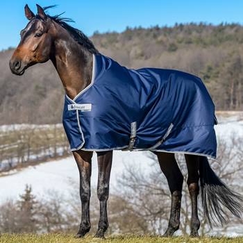 Hästtäcke, utetäcke Bucas Freedom Turnout High Neck 150 g, utegångstäcke, navy/silver